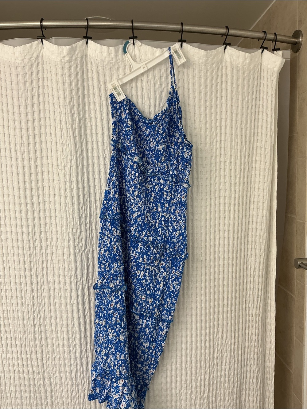 Blue Floral Spaghetti-Strap Jumpsuit